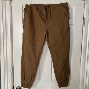 Hawk Men's/ Unisex Brown Drawstring Jogger Pants
